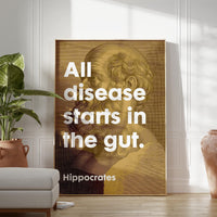All disease starts in the gut. Hippocrates Quote Typography Art, Wellness, Fitness, Inspiration, Health