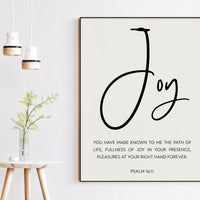 Psalm 16:11 Fullness Of Joy In Your Presence Art Print, Religious Scripture - Bible Verse Art - Modern Wall Art