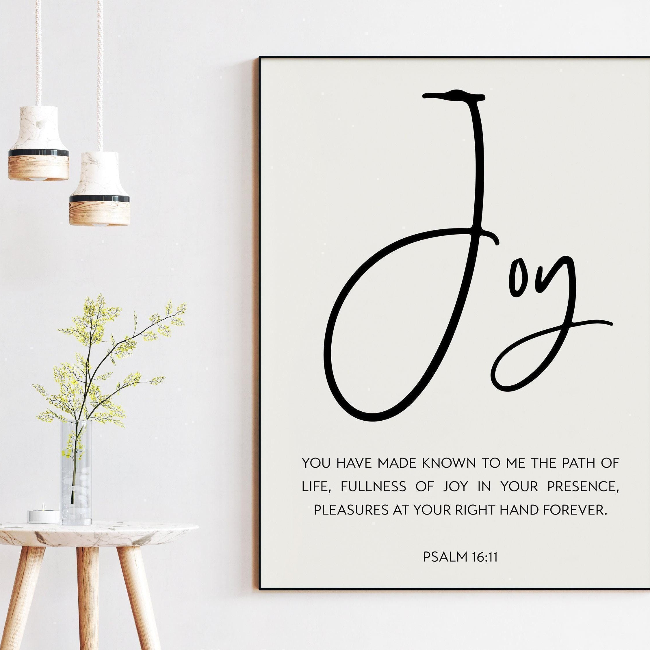 Psalm 16:11 Fullness Of Joy In Your Presence Art Print, Religious Scripture - Bible Verse Art - Modern Wall Art