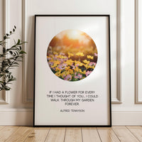 If I Had a Flower Print, Alfred Tennyson Quote, Minimalist Floral Garden Wall Decor