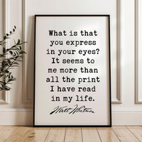 Walt Whitman Quote Print, What Is That You Express, Literary Wall Art, Minimalist Typography