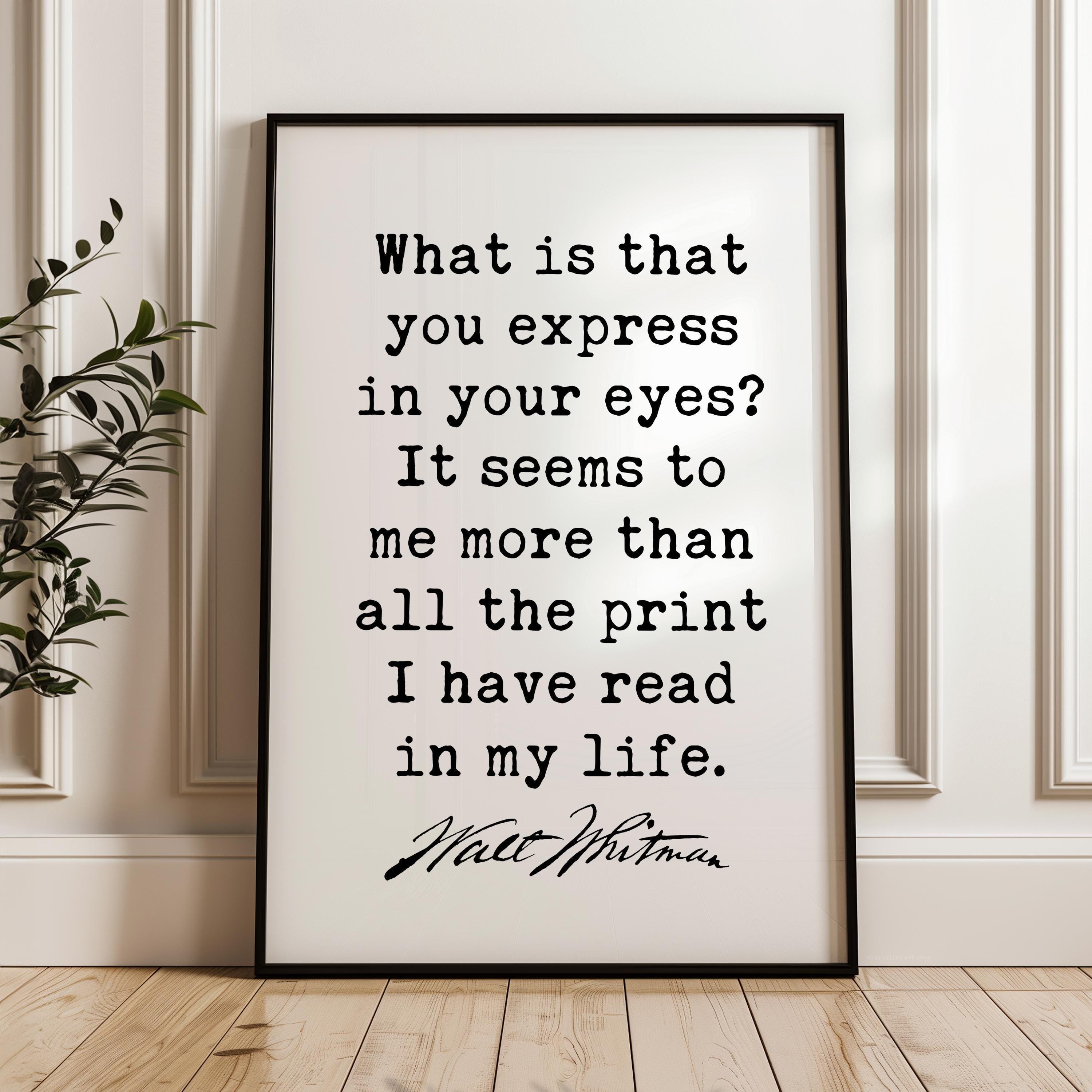 Walt Whitman Quote Print, What Is That You Express, Literary Wall Art, Minimalist Typography