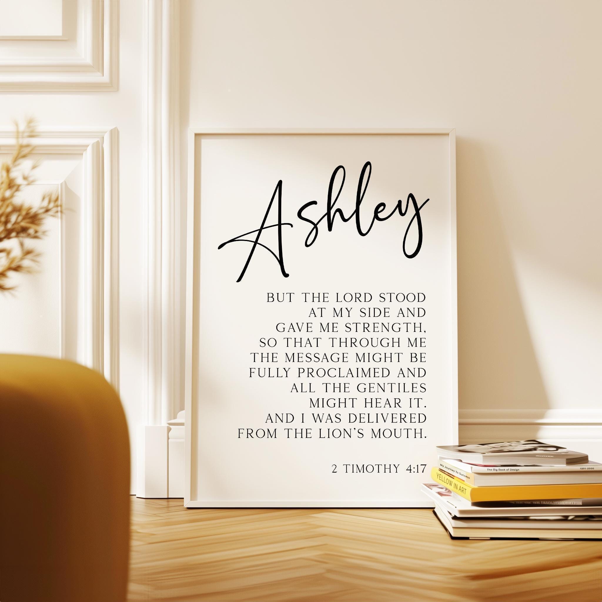 But The Lord Stood At My Side, 2 Timothy 4:17, Personalized Typography Art Print