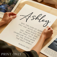 May the God of Hope, Romans 15:13, Personalized Typography Art Print