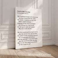 Love’s Philosophy Poem by Percy Bysshe Shelley, Typography Art Print, Love, Romance (1819)