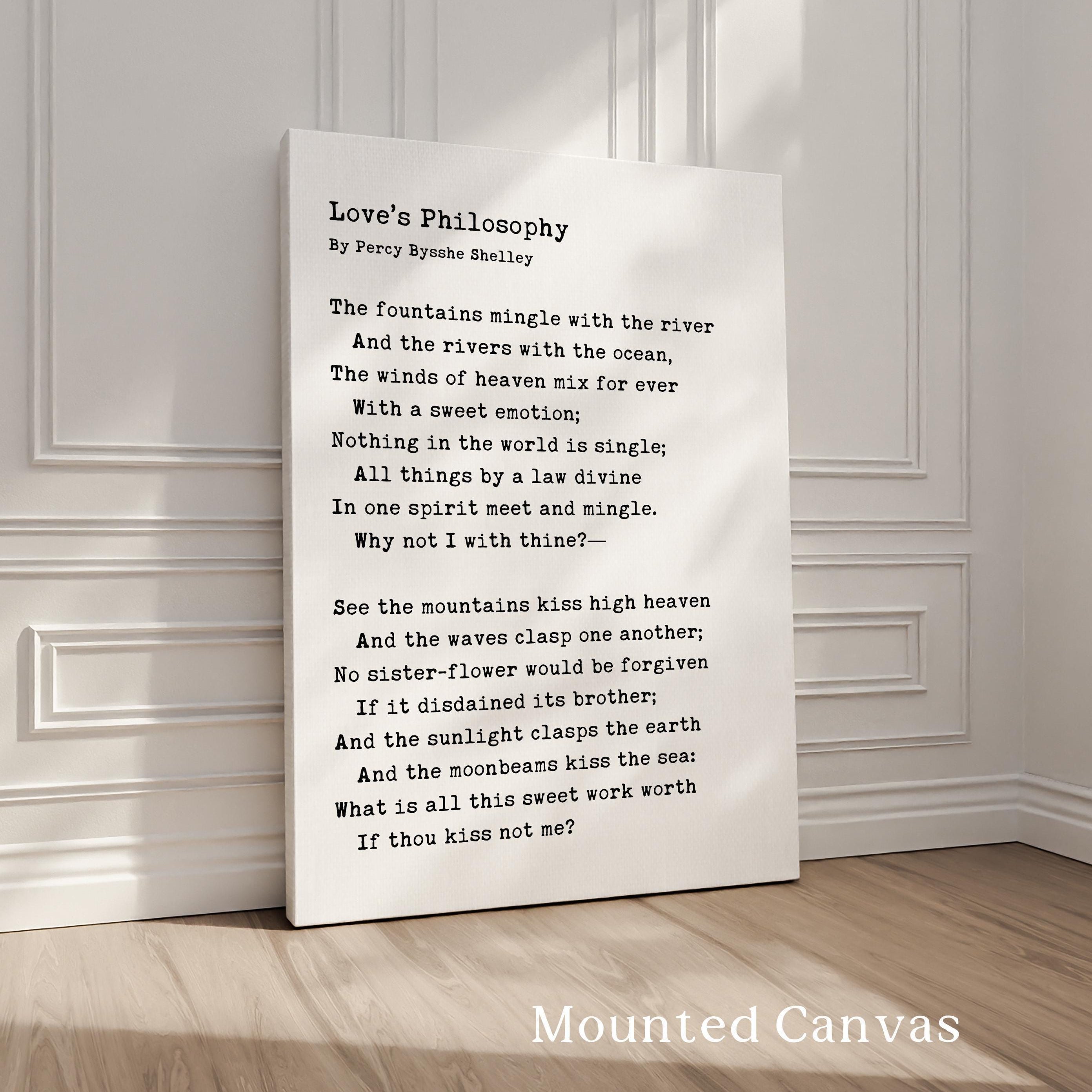 Love’s Philosophy Poem by Percy Bysshe Shelley, Typography Art Print, Love, Romance (1819)