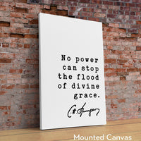 Charles Spurgeon Quote No power can stop the flood of divine grace. Art Print, Inspirational - Religious - Spiritual - Christian