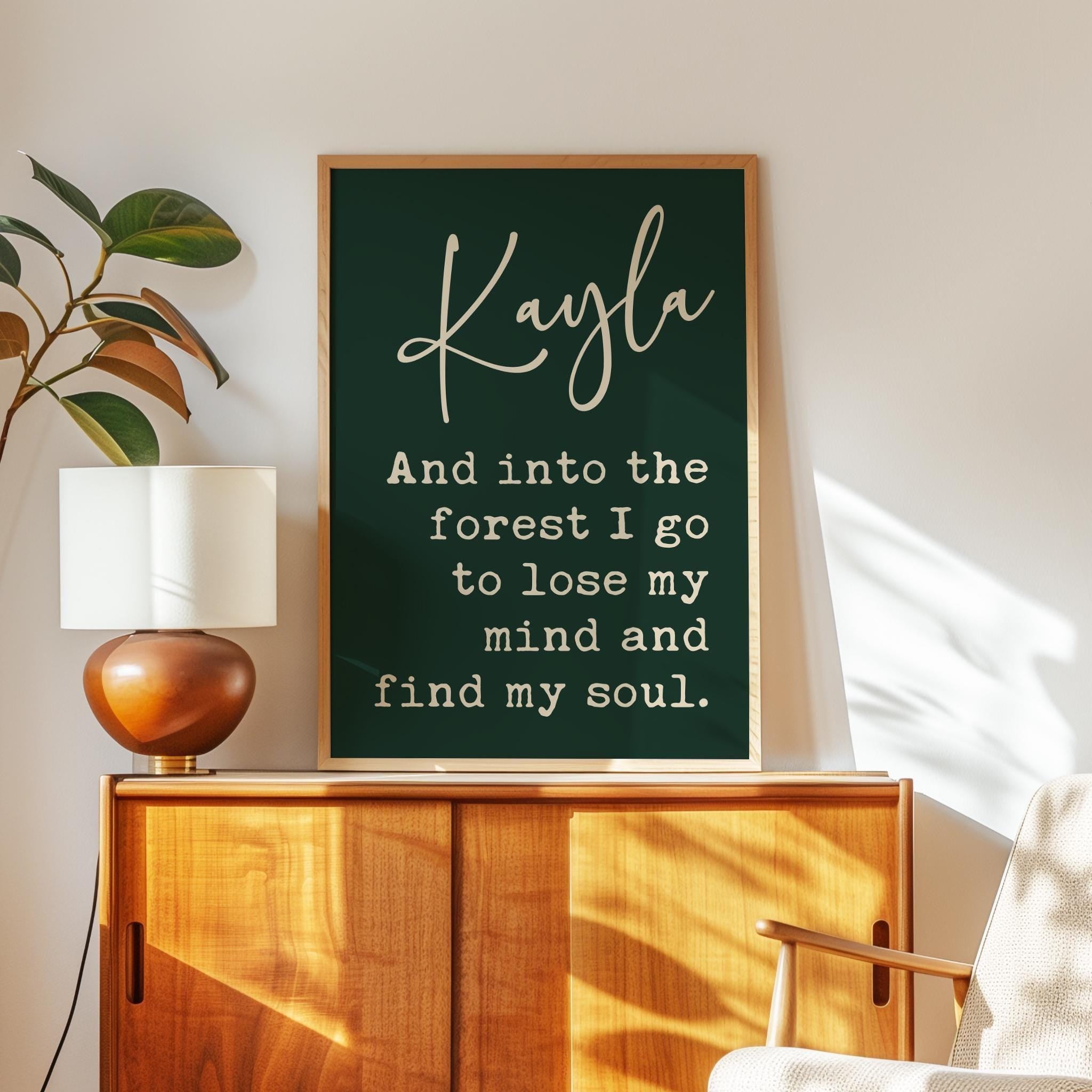 And Into The Forest I Go, John Muir Quote, Personalized Typography Art Print