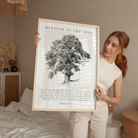 Blessed Is the Man Art Print, Inspirational Jeremiah 17:7–8 Verse with Tree Illustration