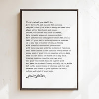 Walt Whitman Quote, This is what you shall do; Love the earth and sun and the animals... Typography Framed Canvas Art, Leaves of Grass
