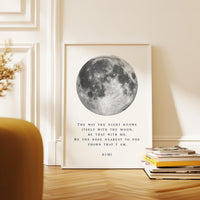 Rumi Moon Quote, Wall Art Celestial Minimalist Poetry Print - Night Sky Decor