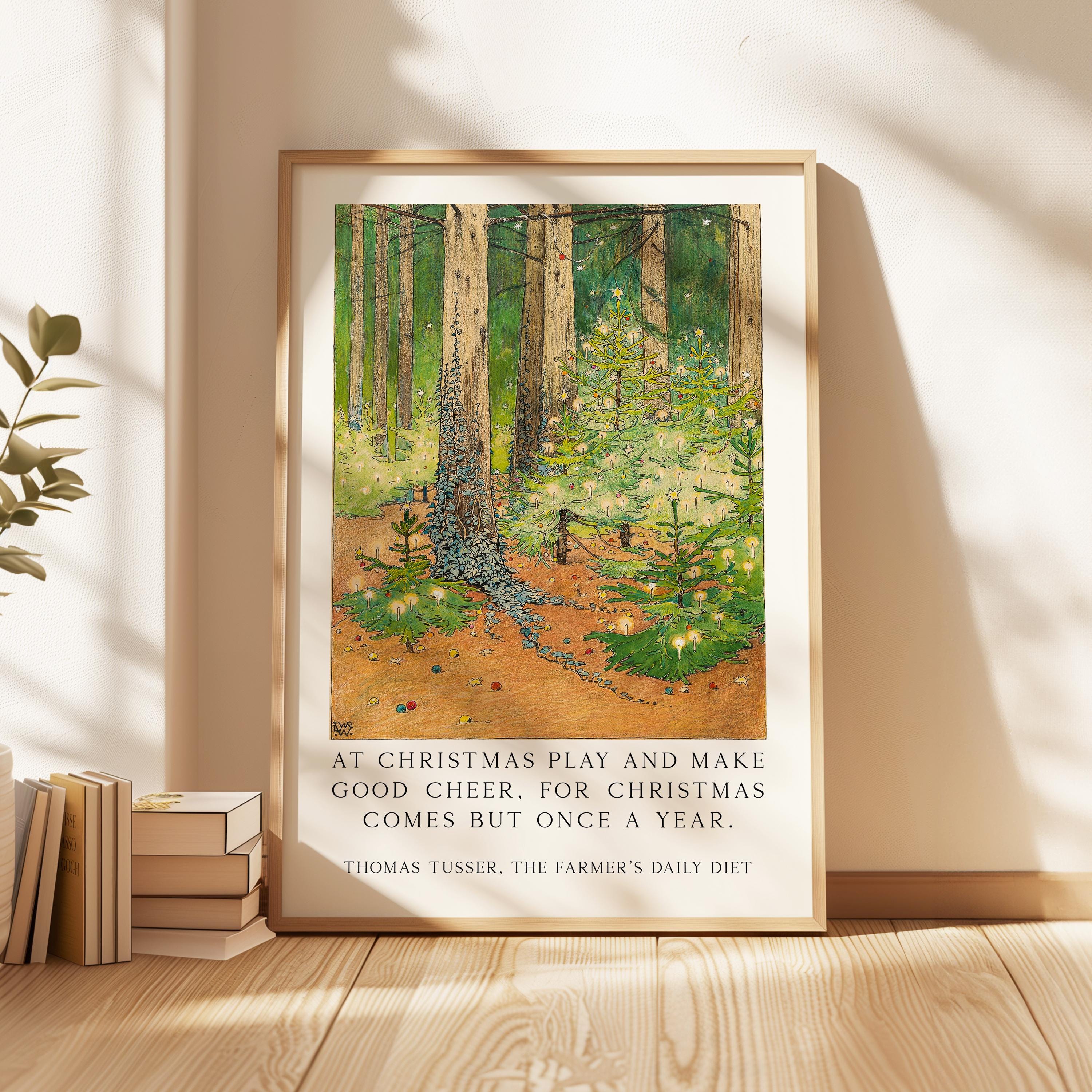 Vintage Art Print – “At Christmas Play and Make Good Cheer” – 1898 Wenckebach Forest Painting