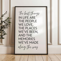The Best Things in Life Print, Inspirational Quote Art, Minimalist Decor, Family Quote, Gift
