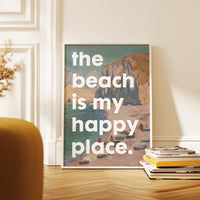 The Beach Is My Happy Place Typography Art Print with Monet • Travel • Adventure • Vacation