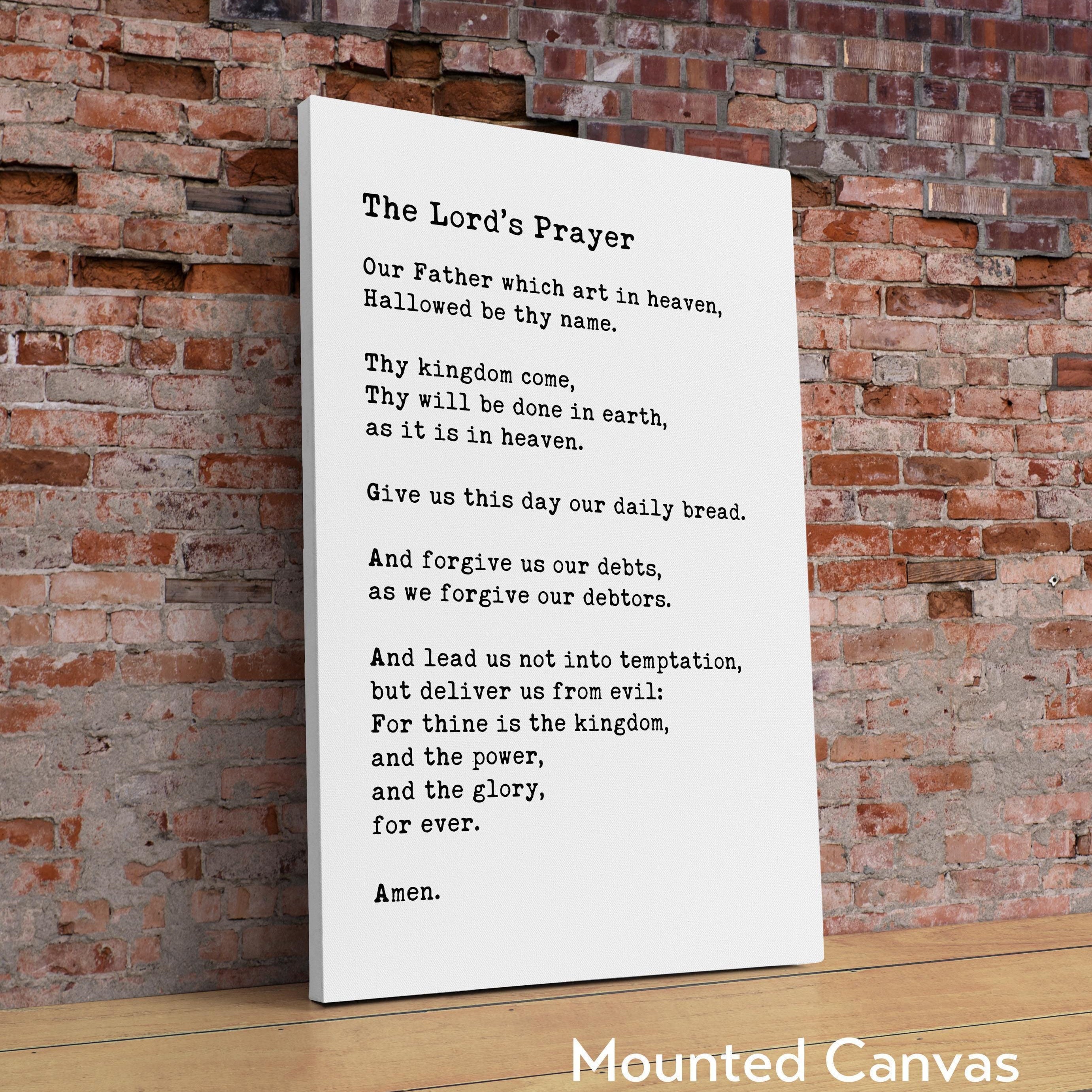 The Lord's Prayer Typography Art Print, Our Father, Who Art In Heaven, Hallowed Be Thy Name - Matthew 6: 9-13