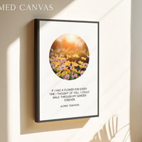 If I Had a Flower Print, Alfred Tennyson Quote, Minimalist Floral Garden Wall Decor