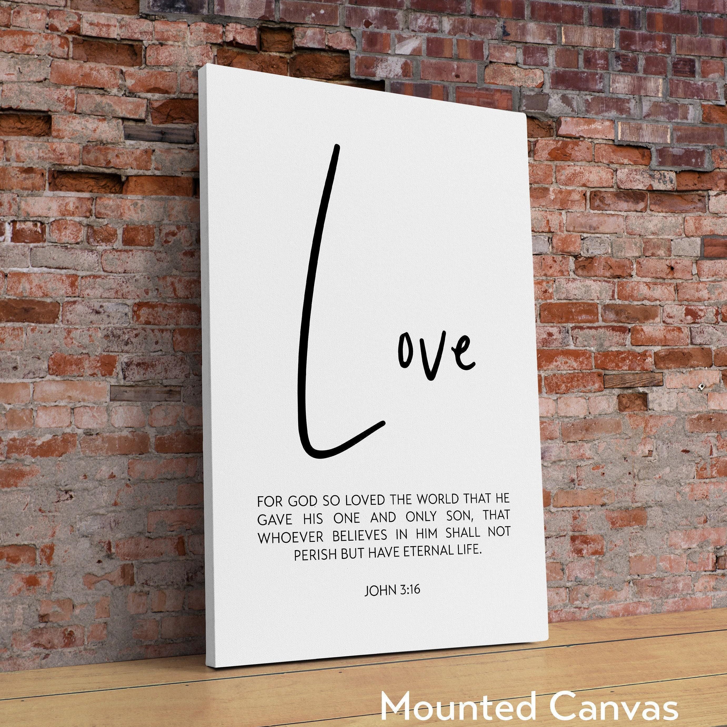 John 3:16 For God So Loved The World Art Print, Religious Scripture - Christian - Bible Verse - Modern