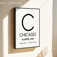 Chicago Illinois Print, Modern City Typography Decor, Minimalist Travel Art
