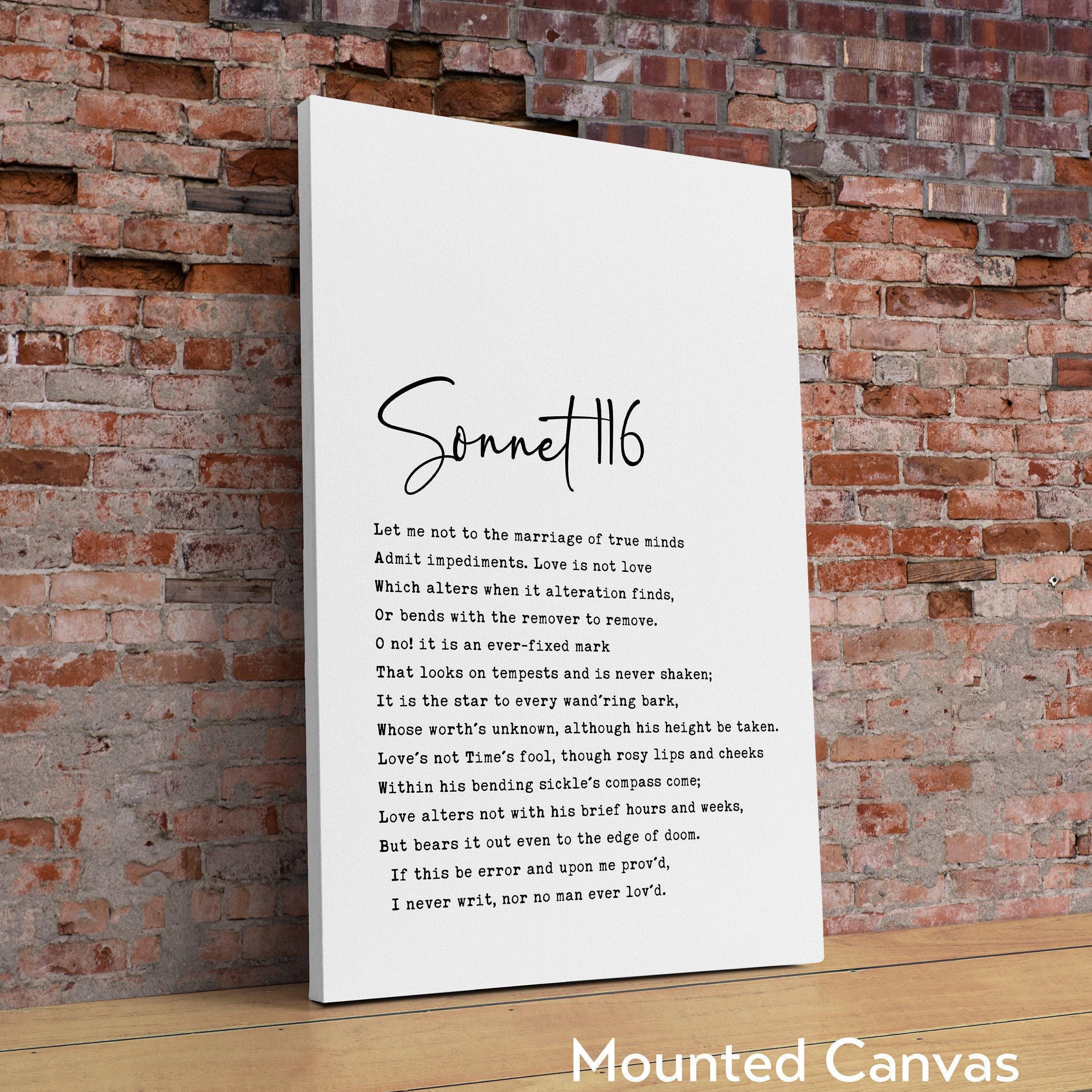 William Shakespeare Sonnet 116 Typography Art Print, Wedding Gift - Anniversary Gift - Let me not to the marriage of true minds.