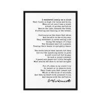 I Wandered Lonely as a Cloud Poem by William Wordsworth Framed Canvas Art (1804)