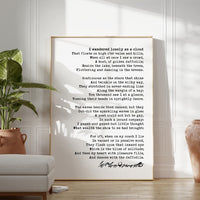 I Wandered Lonely as a Cloud Poem, William Wordsworth Daffodils Poetry, Typography Art Print (1804)