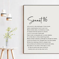 William Shakespeare Sonnet 116 Typography Art Print, Wedding Gift - Anniversary Gift - Let me not to the marriage of true minds.
