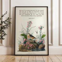 Are not five sparrows sold for two cents? Yet not one of them is forgotten before God. Luke 12:6•7 Art Print with Yellow-winged Sparrow