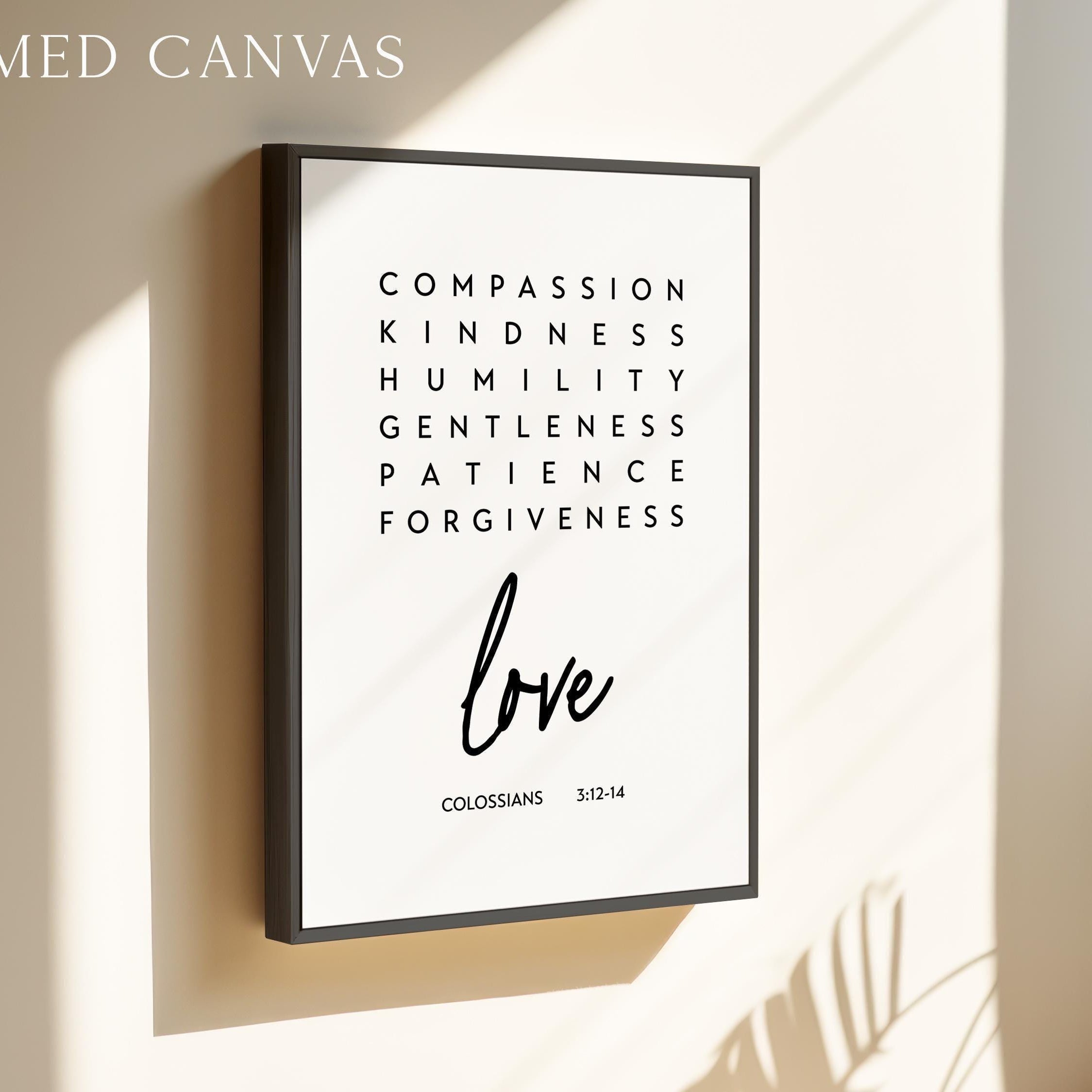 Christian Wall Art Colossians 3, Compassion Kindness Love Print, Scripture Art, Bible Verse Gift