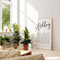 Matthew 5:14•16, You are the light of the world... let your light shine before others., Personalized with Name Typography Art Print