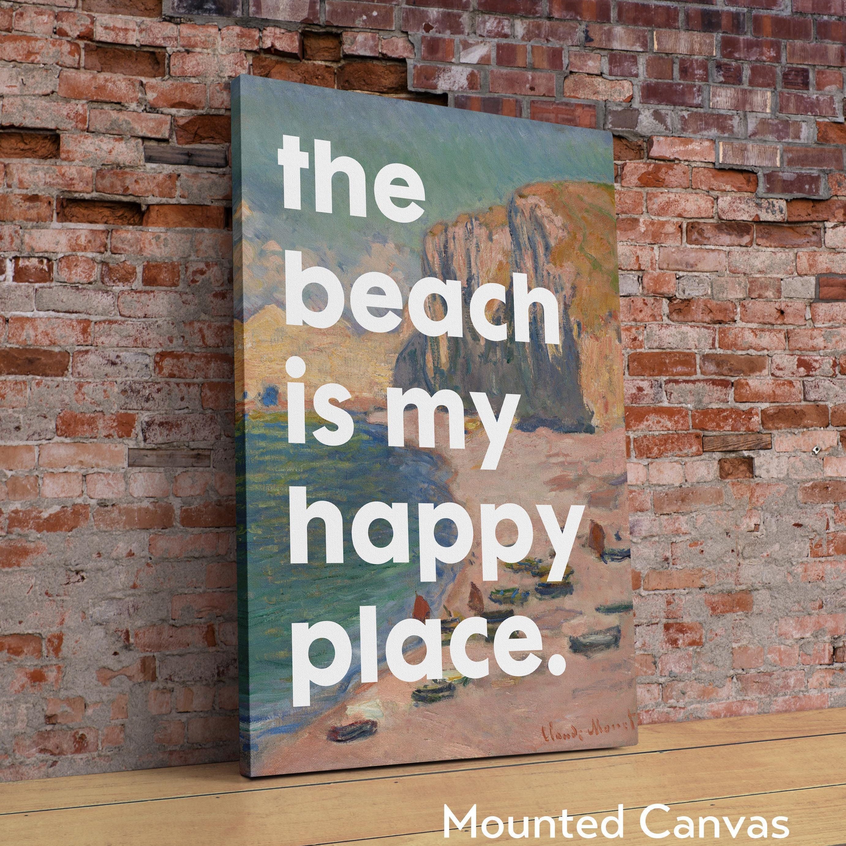 The Beach Is My Happy Place Typography Art Print with Monet, Travel, Adventure, Vacation