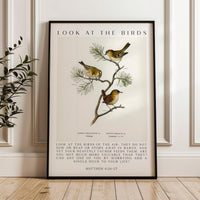 Matthew 6:26-27 Bible Verse Print, Look at the Birds Scripture Wall Art