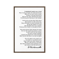 I Wandered Lonely as a Cloud Poem by William Wordsworth Framed Canvas Art (1804)