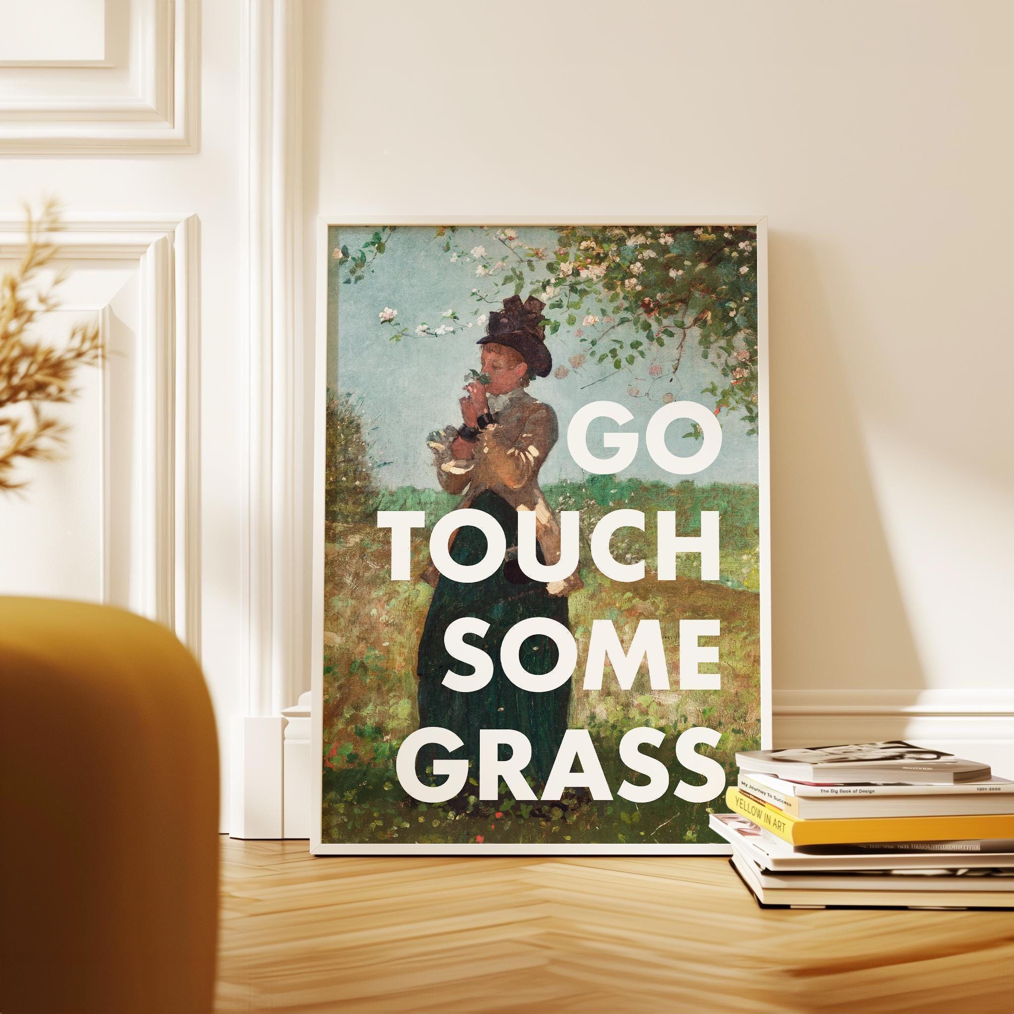 Go Touch Some Grass Typography Art Print - Gift Ideas for Nature Lovers