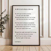 So We'll Go No More a Roving • Lord George Gordon Byron Poem • Typography Art Print (1830)