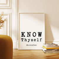 Know Thyself, Socrates Quote, Typography Art Print, Stoic Philosophy