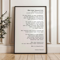 She Was Beautiful Art Print, Inner Beauty, Inspirational Typography, Gift for Her, Meaningful Wall Decor