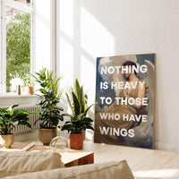 Nothing Is Heavy To Those Who Have Wings Typography Art Print with Winged Figure (1889) by Abbott Handerson Thayer