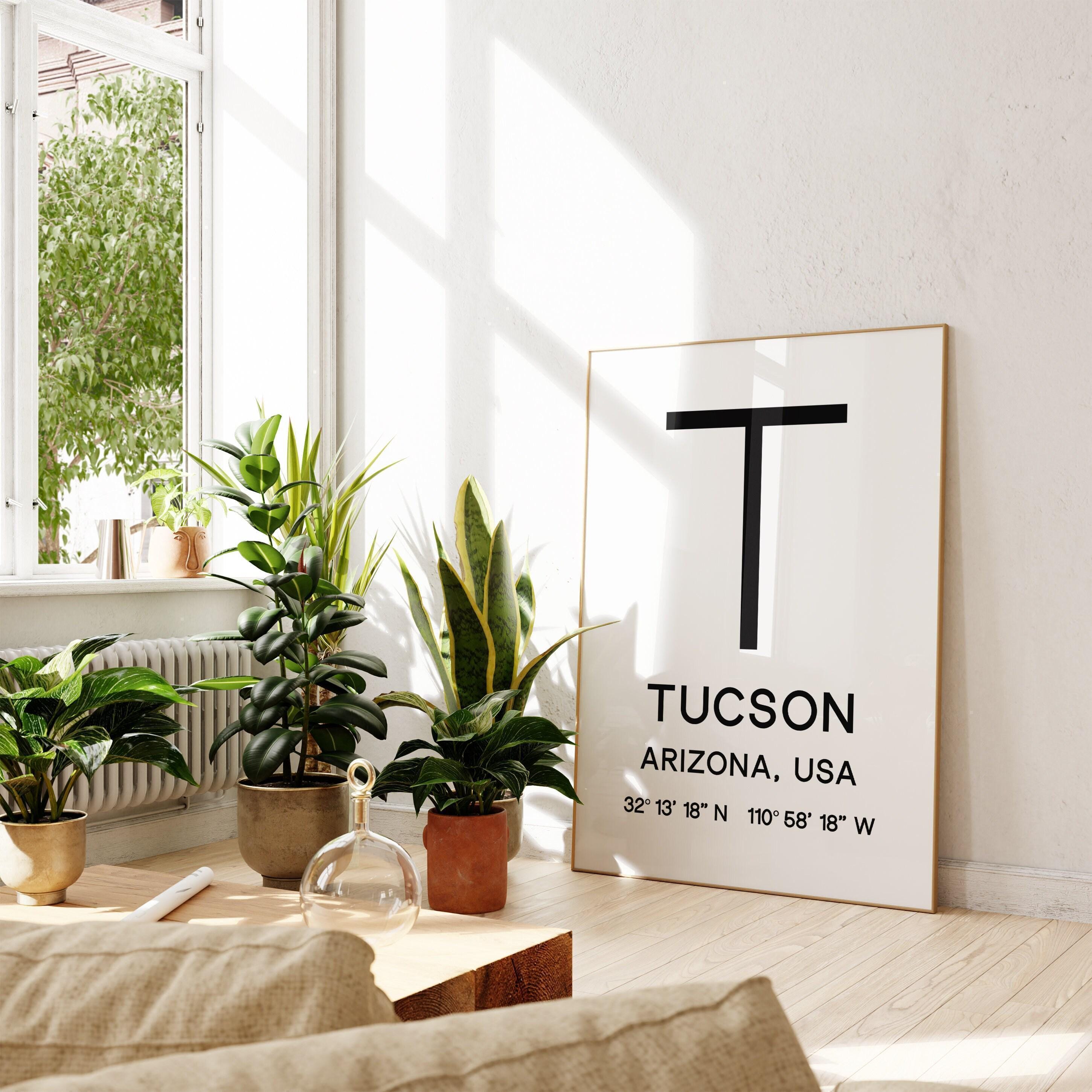 Tucson Arizona with GPS Coordinates Typography Minimalist Art Print