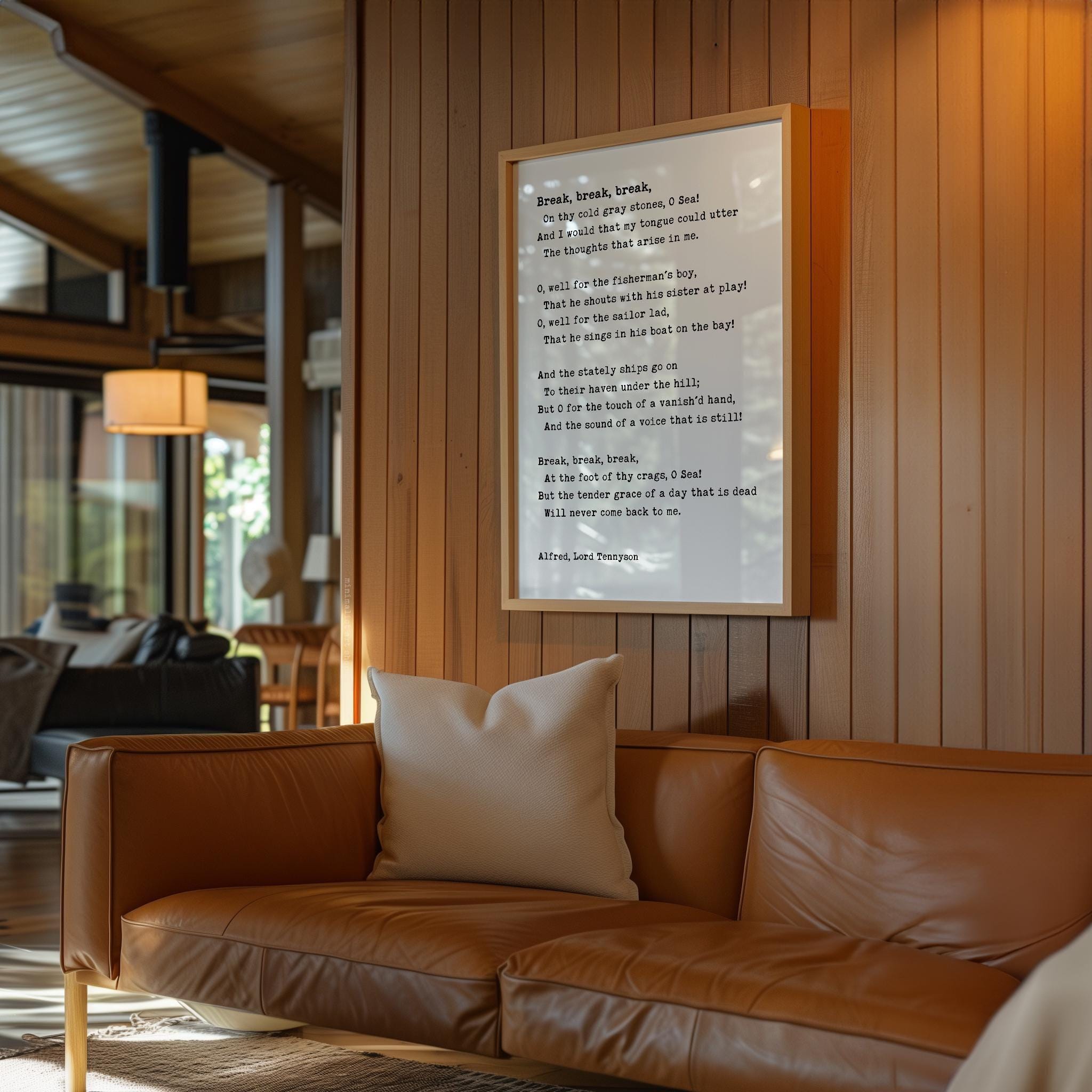 Break Poem Print, Literary Wall Art, Alfred Lord Tennyson, The Sea, Longing and Loss