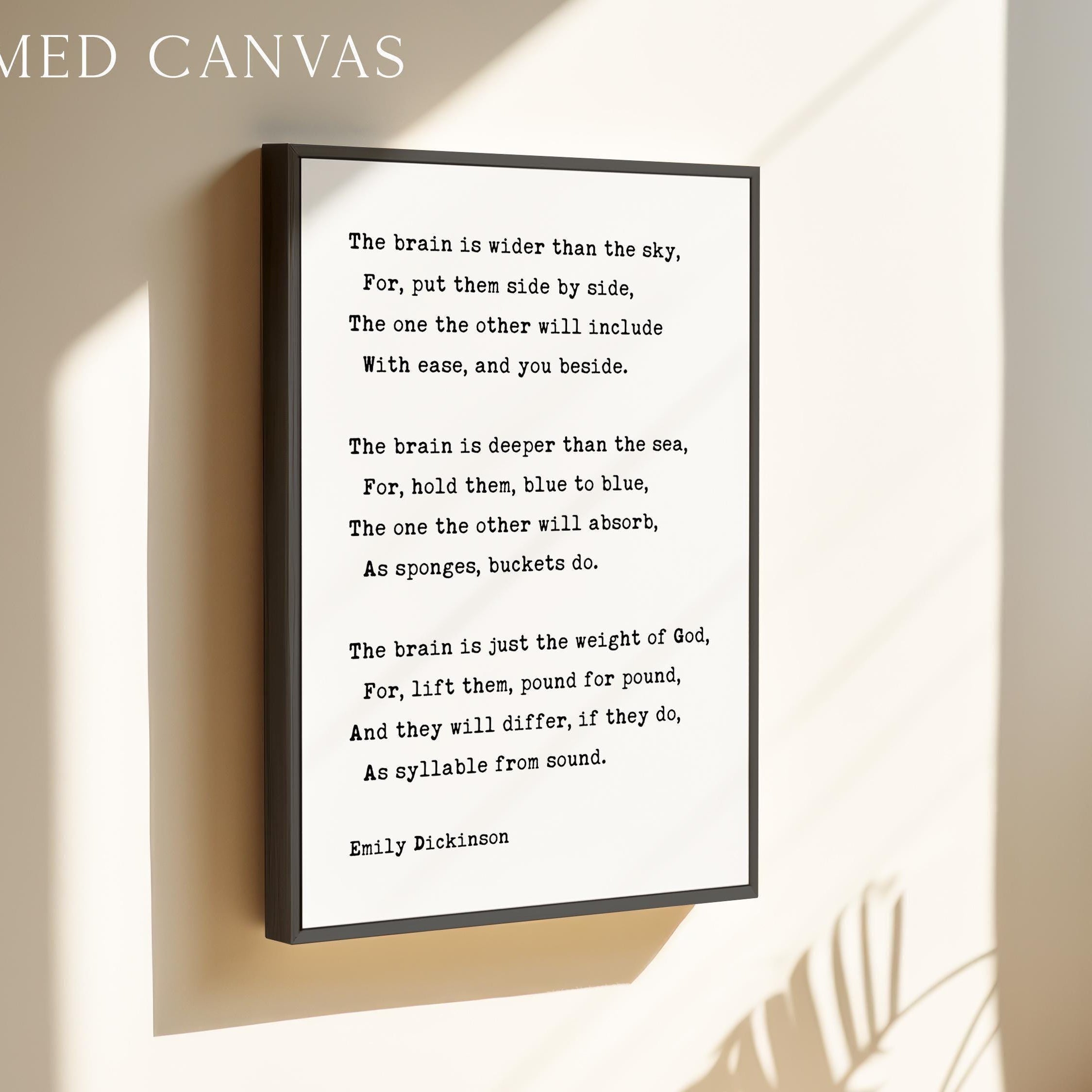 The Brain is Wider Than the Sky, Typography Art Print, Emily Dickinson Poem