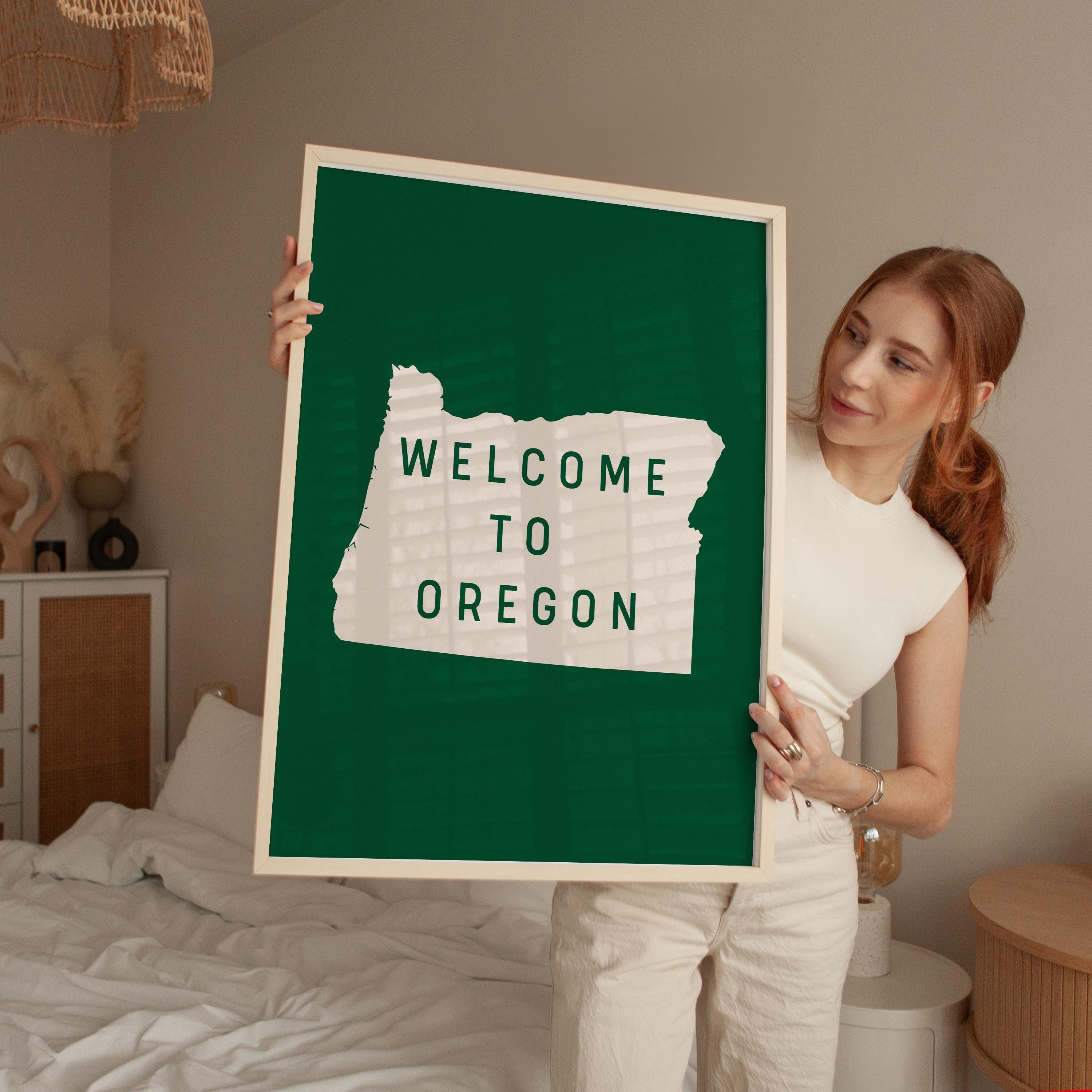 Welcome to Oregon Sign Art Print, Pacific Northwest Decor, PNW Decor, Travel Gift