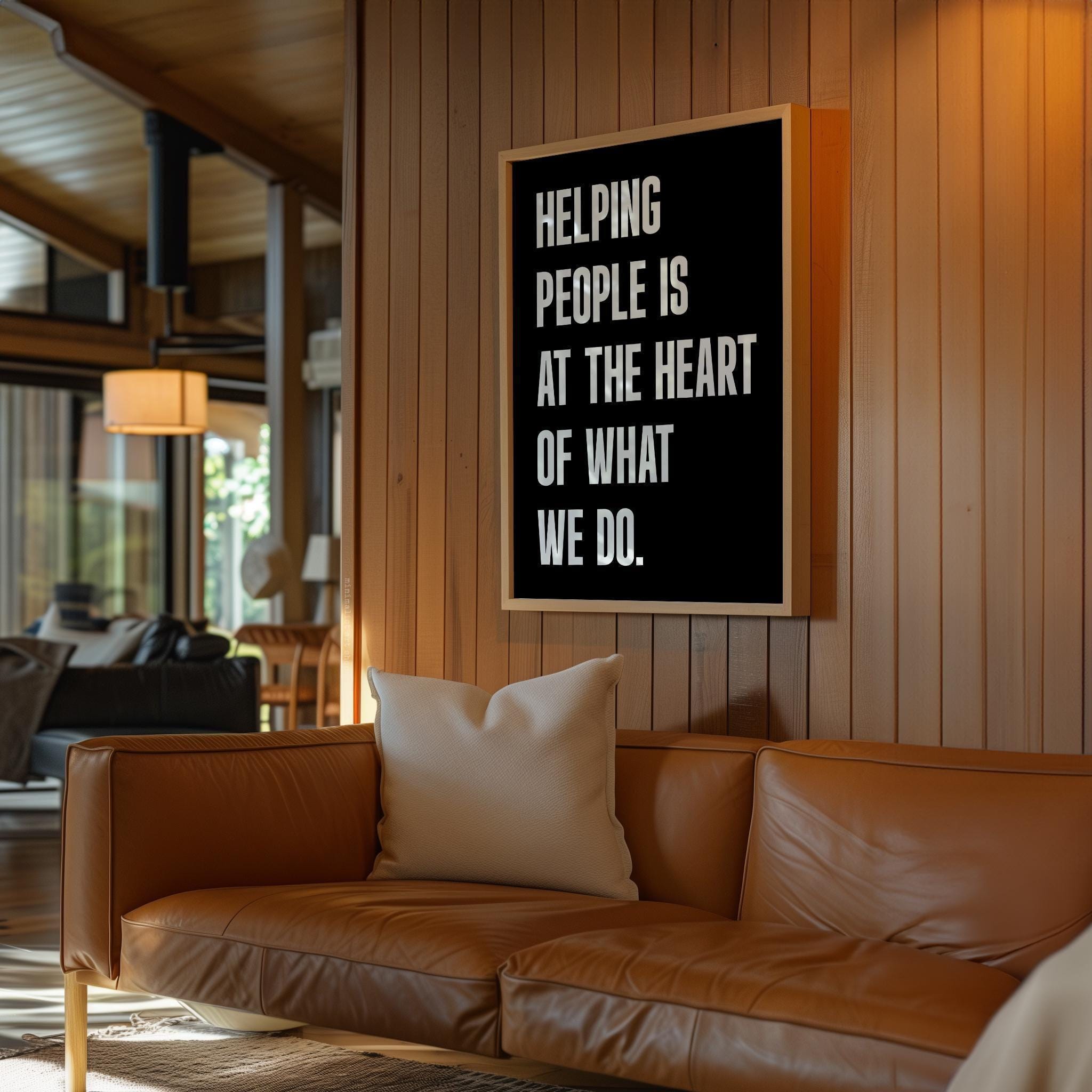 Motivational Office Wall Art, Helping People Quote Print, Minimalist Typography, Business Decor