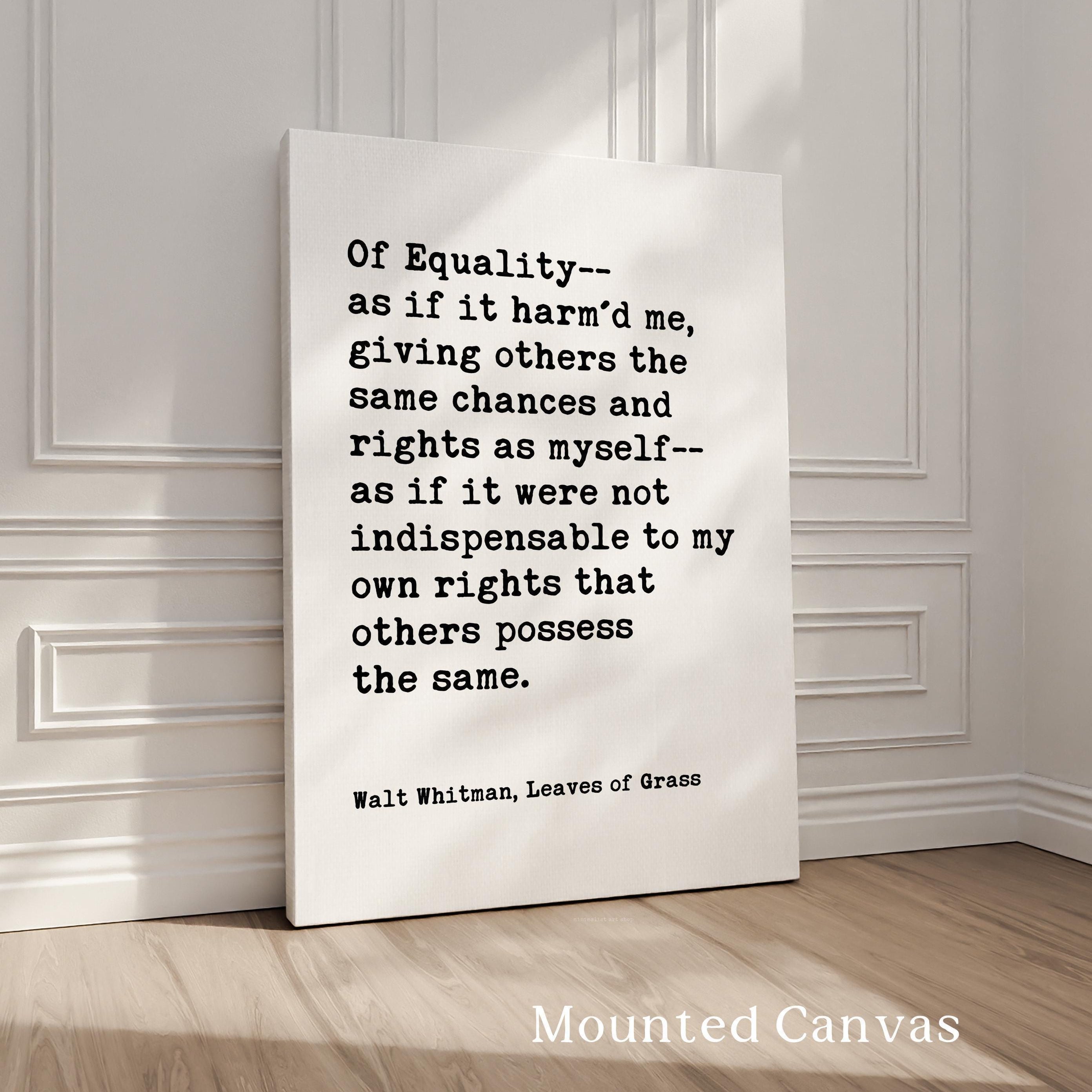 Walt Whitman Equality Quote, Leaves of Grass, Typography Wall Art