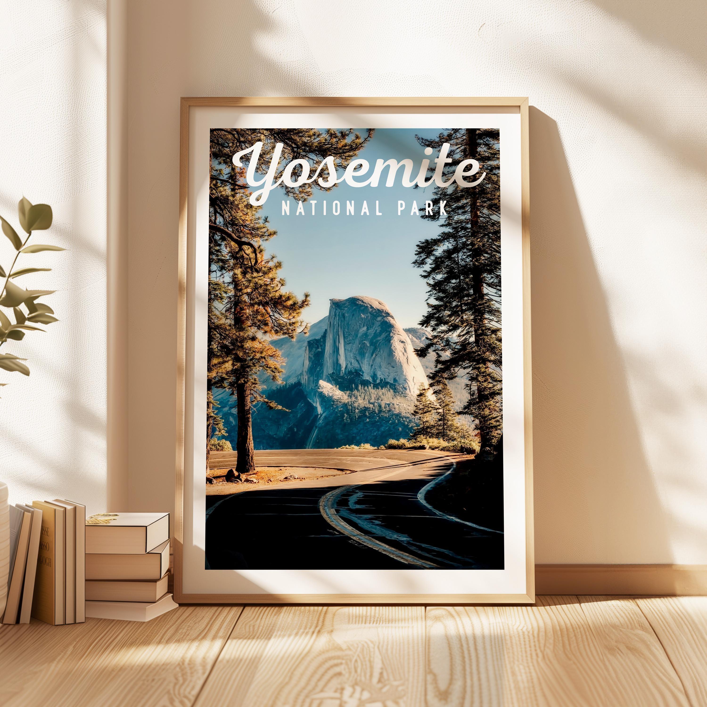 Yosemite National Park Print, Travel Poster, California Wall Art, Mountain Landscape Decor