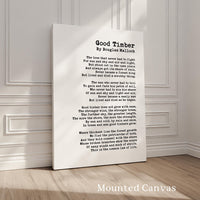 Good Timber Poem by Douglas Malloch, Typography Art Print, Inspiration, 1922