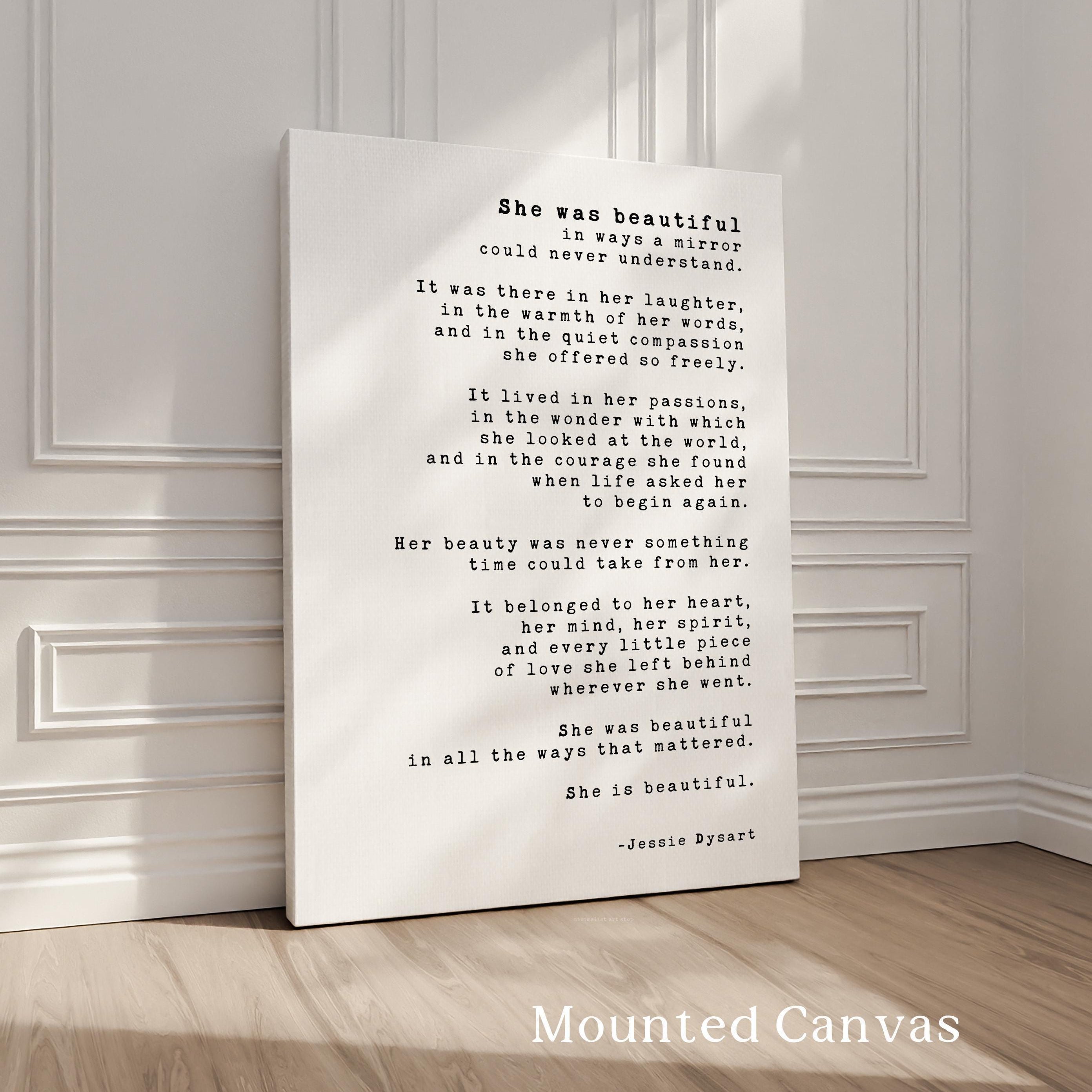 She Was Beautiful Art Print, Inner Beauty, Inspirational Typography, Gift for Her, Meaningful Wall Decor