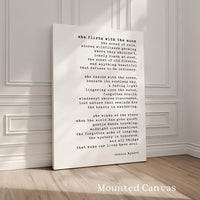 She Flirts With the Moon Literary Print, Poetry Art, Jessie Dysart Poem, Nature Lover Gift