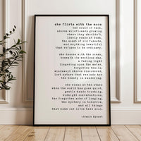 She Flirts With the Moon Literary Print, Poetry Art, Jessie Dysart Poem, Nature Lover Gift