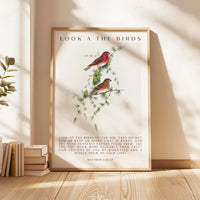Matthew 6:26-27 Bible Verse Print – Look at the Birds Scripture Wall Art