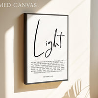 Matthew 5:14-16 You are the light of the world. Art Print - Religious Scripture - Christian - Bible Verse - Modern
